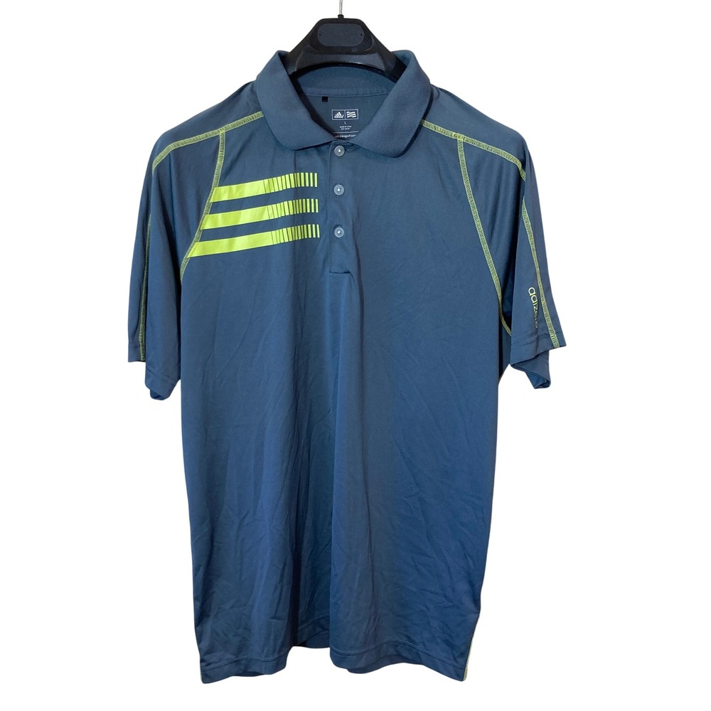 Adidas Golf Mens L Adizero Polo Shirt Gray Lime Green Z87641 Large